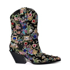 Embroidered Pointed Toe Boots