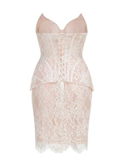 Lace Strapless Corset Top and Mini Skirt Set