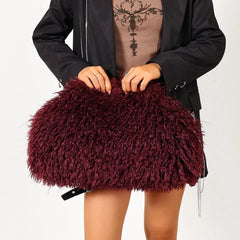 Fluffy Textured Clutch Bag