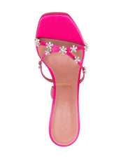 Floral Embellished Square Toe Heels