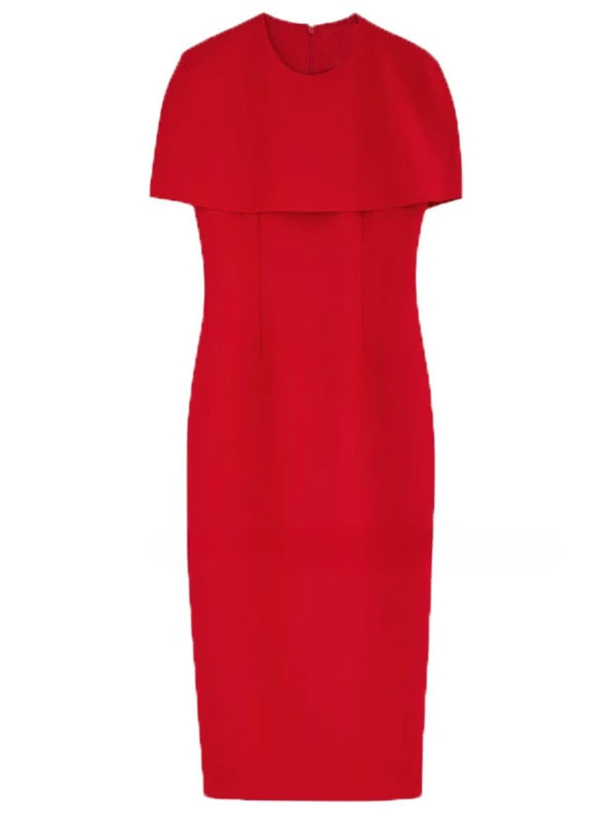 Red dress with a unique neckline design