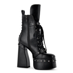 Zipper detail on platform chunky heel ankle boot