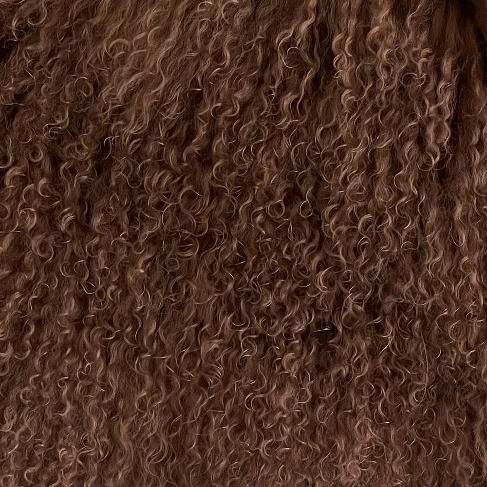 Close-up of brown curly hair texture