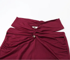 Maroon skirt with a large bow on a white background