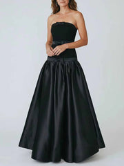 Strapless bow maxi dress side view