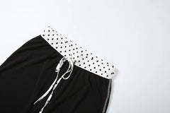 Black Polka Dot Trim Cami Top and Wide-Leg Pants Set