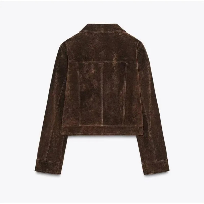 Brown suede jacket on a white background