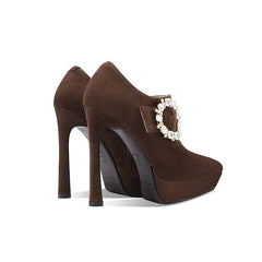 Rhinestone Buckle Stiletto Heel Bootie