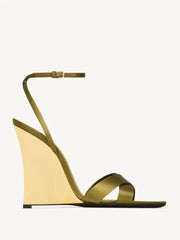 Wedge Gold Heel Ankle Strap Sandal