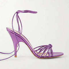 Strappy Pointed Toe Thin Heel Ankle Wrap Sandals