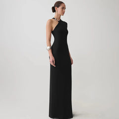 One Shoulder Cap Sleeve Maxi Dress