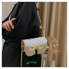Quilted Chain Owl Shoulder Bag