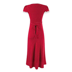 Red polka dot dress on a white background