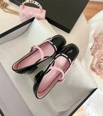 Patent Bowknot Chunky Mary Jane Heels