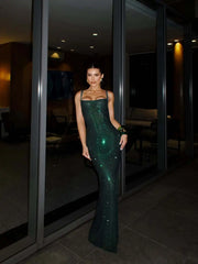 Rhinestone Strap Maxi Dress