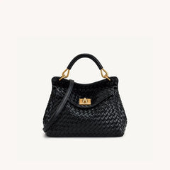 Crocodile Embossed Top Handle Lock-Down Bag