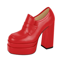 Chunky Platform Block Heel Loafers