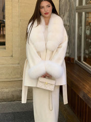 Faux Fur Trim Belted Jacket
