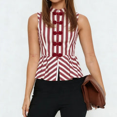 Striped Knot Peplum Top