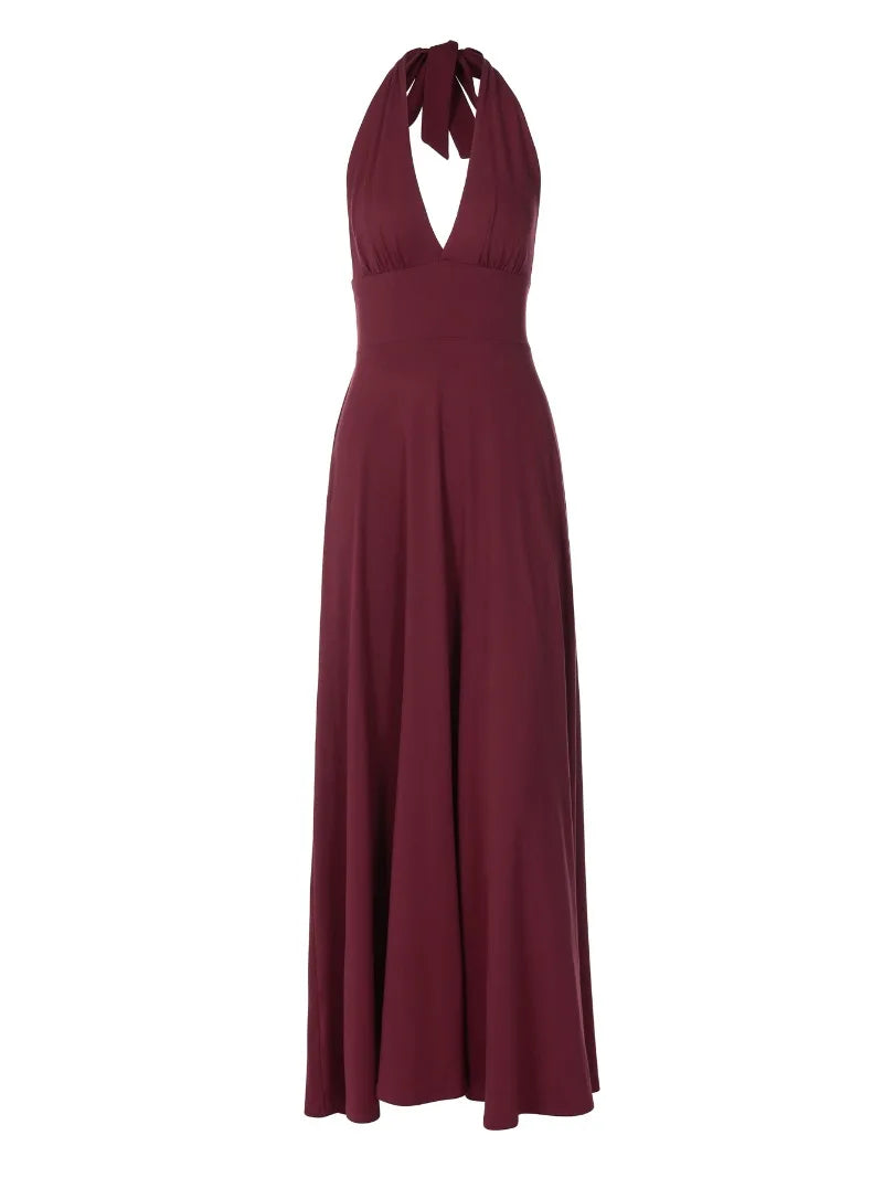 Maroon halter neck dress