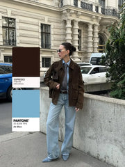 Faux Leather Patch Pocket Bomber Jacket