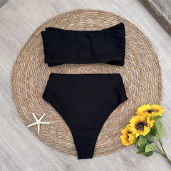 Bow Front High Waist Bikini Bathing Suit Set