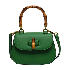 Green bamboo handle saddle bag