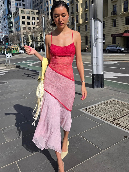 Lace Spaghetti Strap Maxi Dress