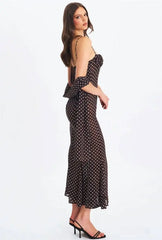 Polka Dot Spaghetti Strap Sweetheart Neck Maxi Dress