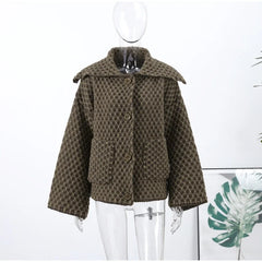Plaid Knit Button Front Coat