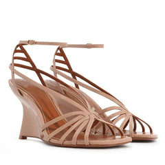 Cross Tied Strappy Wedge Heel Sandals
