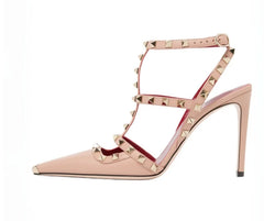 Riveted Square Toe Stiletto Heels