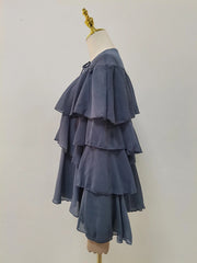 Tiered Ruffle Long Sleeve Loose-Fit Blouse