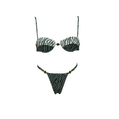 Zebra Print Bikini and Cover up Pants Two Piece Set