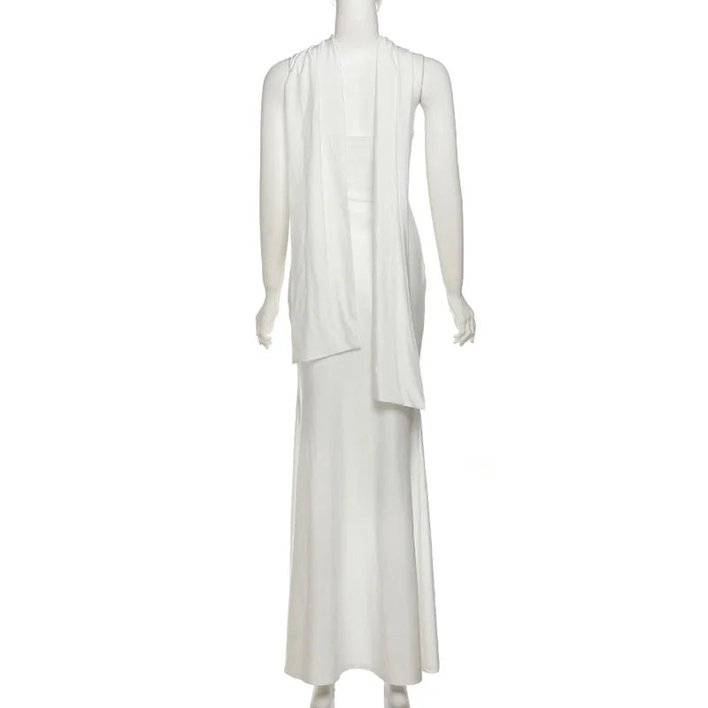 White dress on a mannequin against a white background