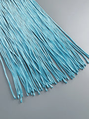 Blue Velvet Halter Neck Patchwork Twist Knot Tassels Long Dress