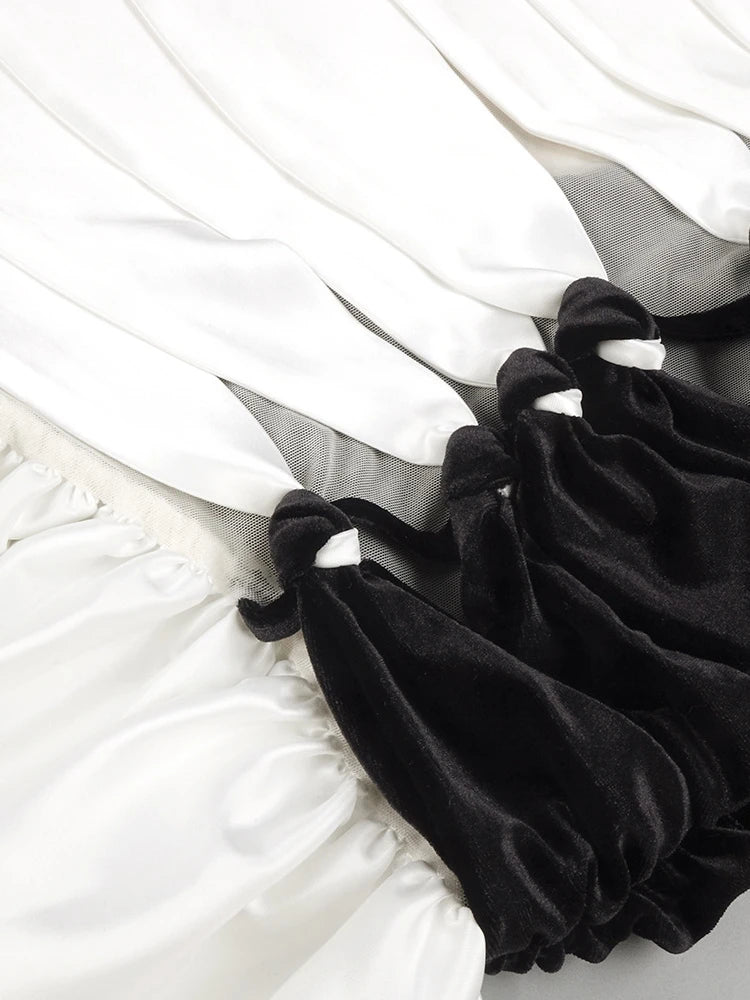 Black and white fabric with ruched texture