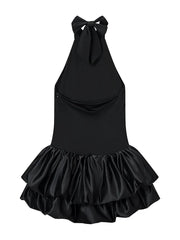Turtleneck Sleeveless Ruffled Mini Dress