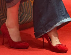 Velvet Ballet Square Toe Bow Thin Heel Pumps