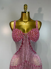 Rhinestone Fringe Bodycon Long Dress