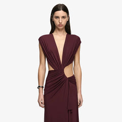 Draped V-Neck Cutout Dress