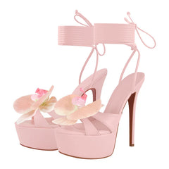 Orchid Open Toe Wrap Ankle Strap Platform Stiletto