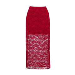 Red Lace Two Piece Set Swimwear Set
