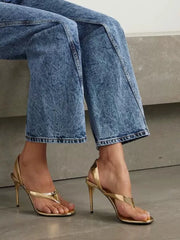 Metallic Stiletto Heeled Sandals