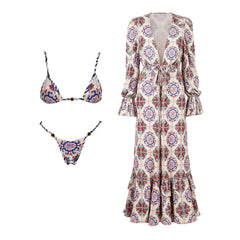 Geometric Patterned Two Piece Swimwear Set