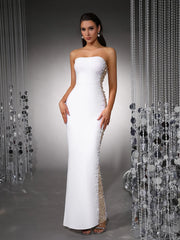 Strapless Pearl Embellished Bodycon Maxi Dress