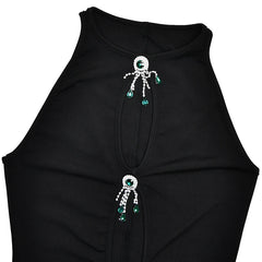 Black Hollow Out Pearl Tassel Maxi Bodycon Dress - Club & Party Wear