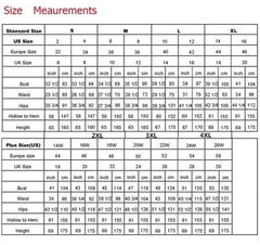 Size measurement chart comparing US, European, and UK sizes with corresponding measurements.