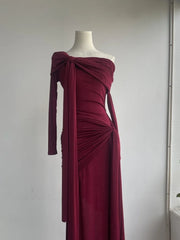 Tie Up Off-Shoulder Draped Gown