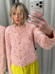 Bouclé Knit Button Front Cardigan Sweater